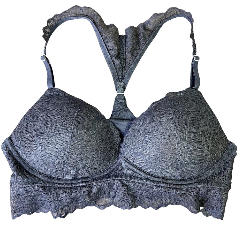 Victoria's Secret PINK M Soft Cup Bralette Lace Black